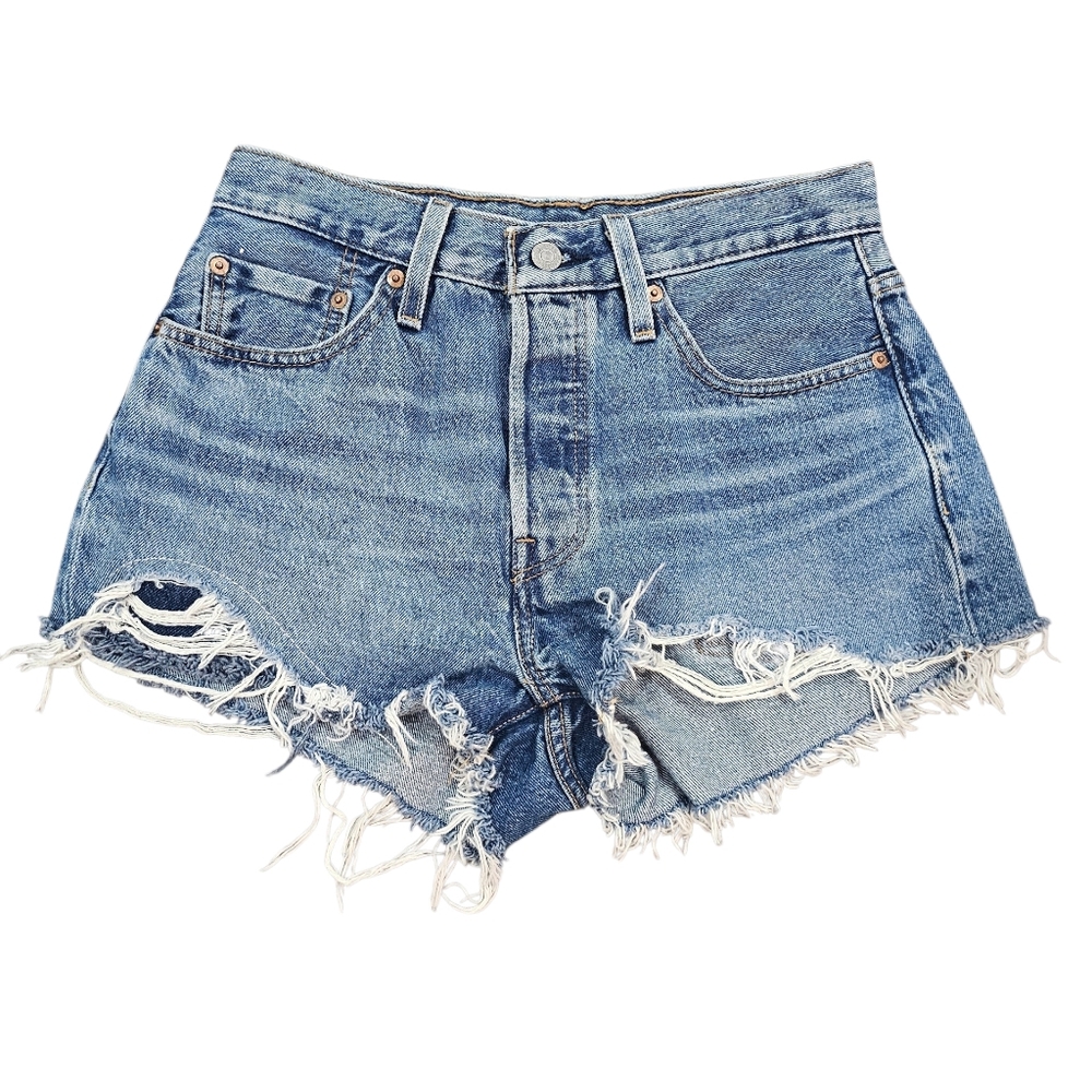 These Are PERFECT!*** High-Rise Distressed Denim Women’s Shorts - Light Blue